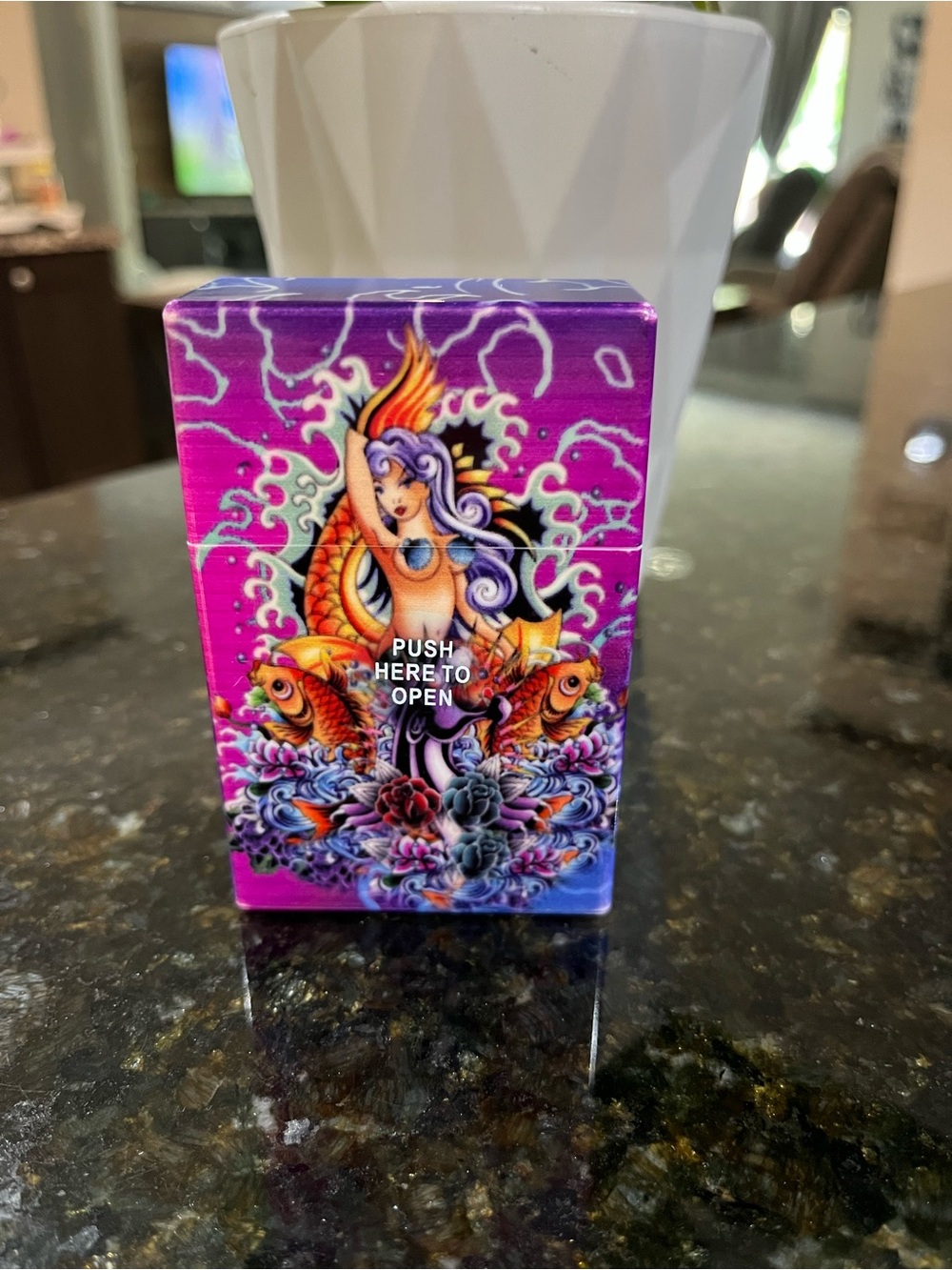 Cigarette Case Mermaid & Koi Art - Purple